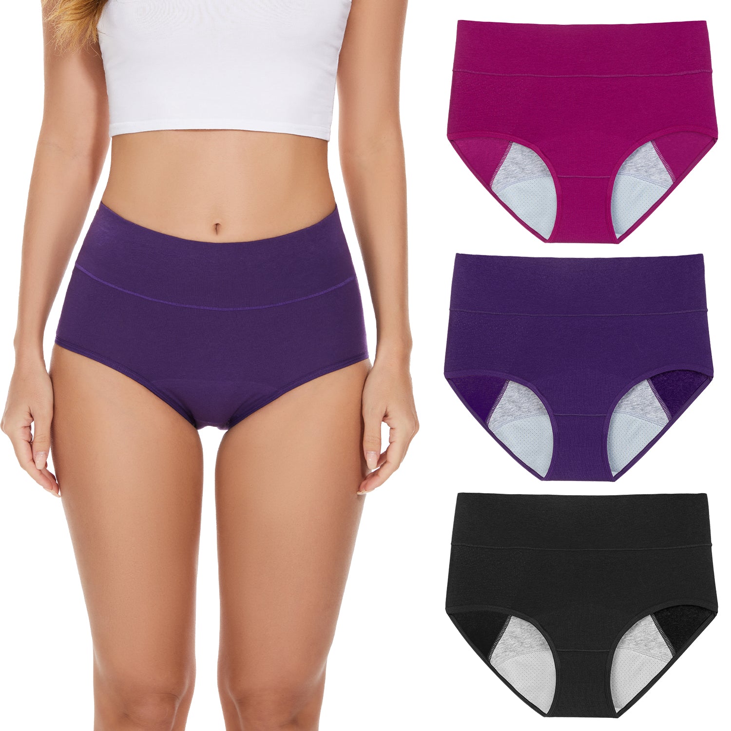 Pokarla Women's High Waisted Underwear Soft Breathable Panties Stretch  Briefs Regular Size 5-pack