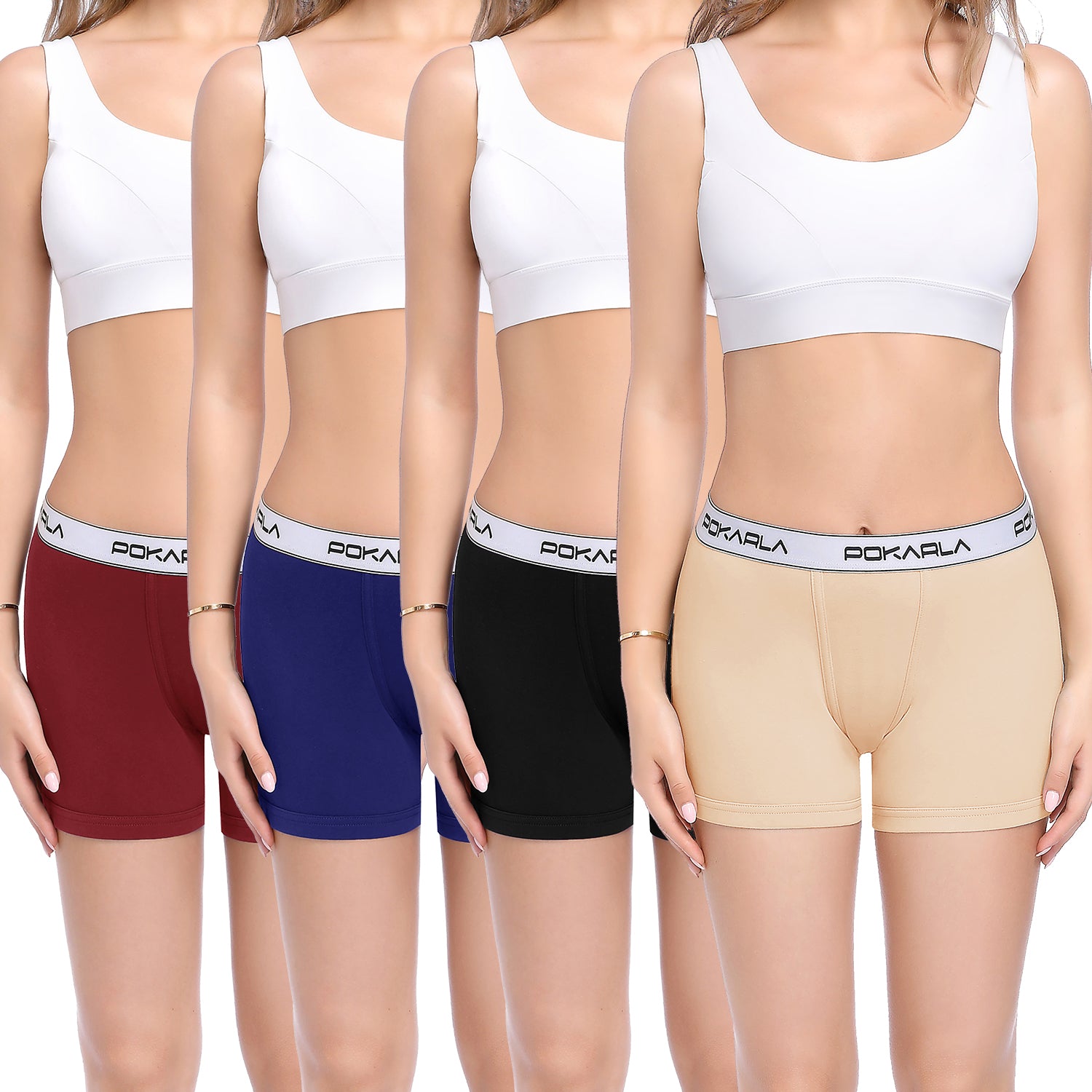  POKARLA 4 Pack Women's Cotton Underwear Boxer Shorts Anti  Chafing Bike Shorts Boyshorts Panties Regular & Plus Size : Clothing, Shoes  & Jewelry