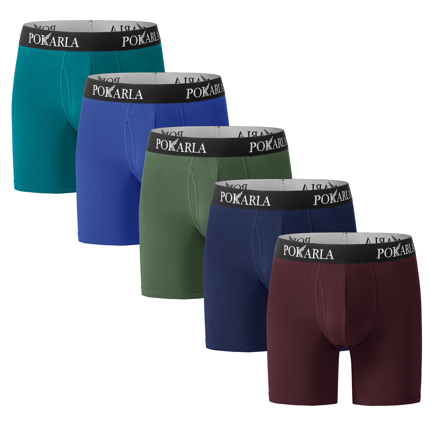 POKARLA 5 Pack Mens Cotton Stretch Trunks Underwear No Fly Tagless  Underpants