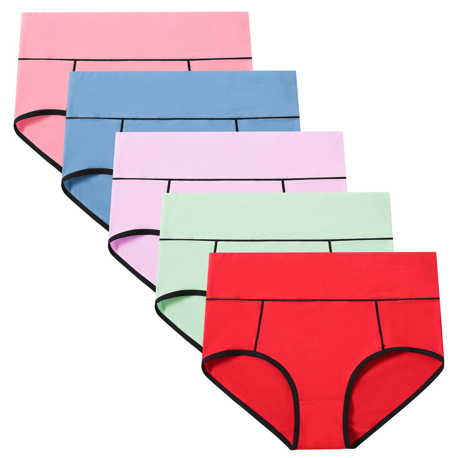 POKARLA Women's Hi-Cut Bikini Panties Soft Stretch Cotton